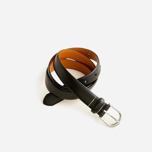 new J.CREW italian leather true black round buckle mens belt 30